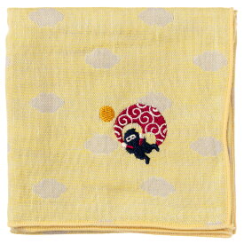 忍者ハンカチ　むささびの術（雲柄）　刺繍入りガーゼハンカチ　スーベニール　Japanese pattern embroidered gauze handkerchief　※在庫限り