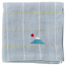 スーベニール　富士山ハンカチ　富士山（グリッド）　刺繍入りガーゼハンカチ　Japanese pattern embroidered gauze handkerchief