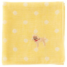 スーベニール　わんこハンカチ　トイプードル（ドット）　刺繍入りガーゼハンカチ　Japanese pattern embroidered gauze handkerchief
