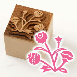 京からかみ 版木スタンプ あざみ 木版ミニスタンプ 木製・朴 季節のお便り 年賀状 便箋 手紙 京都府の工芸品