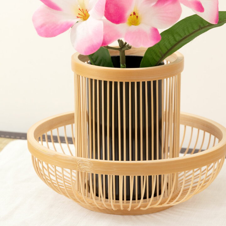 竹籠一輪挿し（ビンテージ）京都伝統工芸士作 （京都伝統工芸士作 竹籠 