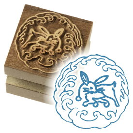 版木スタンプ　波うさぎ文　京からかみ　木版ミニスタンプ　京都府の工芸品　Karakami woodblock stamp　※在庫限り