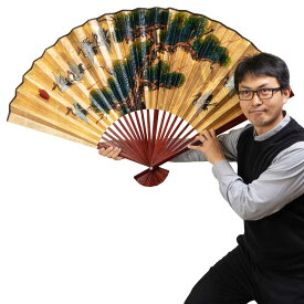 金の巨大扇子　鶴七羽　125×76cm　インテリア・コスプレグッズに　ハロウィン　Golden huge fan