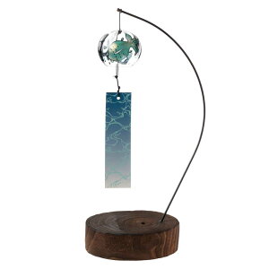 木之本 ぎやまん風鈴+スタンドセット 流水金魚 室内卓上飾り用 クリスタルガラス ハンドクラフト 和風和柄のウィンドチャイム 日本製 福島県の工芸品