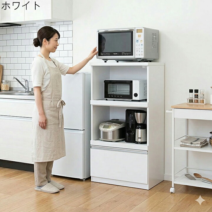 レンジボード 幅60cm レンジ台 キッチンボード 濃茶 ダークブラウン 