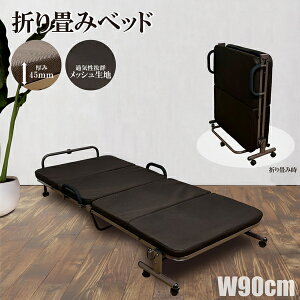 【10%OFFクーポン!】折りたたみベッド シングルベッド 幅90X奥行198X高さ41 省スペース設計 メッシュ素材 通気性 一人暮らし 大川 新生活 引っ越し 韓国インテリア