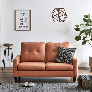 【10%オフクーポン!】ソファー ソファ 2Pソファ 2人掛け 幅140cm 二人用 シンプル Sバネ ウレタンフォーム ウェービングベルト レザーファブリック 脚付き 韓国インテリア