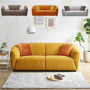 【10%OFFクーポン!】ソファ リビングソファ 3人掛け 幅200 ごろ寝ソファ ソファー ソファ 3Pソファ 3Pソファー リビング モダン Sバネ ウレタンフォーム イエロー オレンジ ブラウン ホワイト