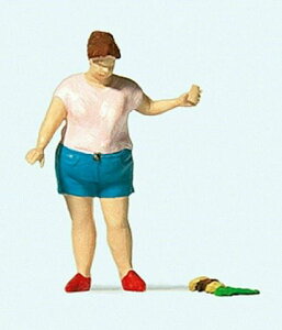 Preiserプライザー28232　ハンバーガーを床に落とした女性【HO人形】【塗装済み】【ジオラマ人形】