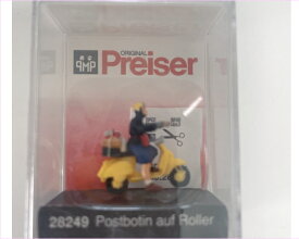 Preiserプライザー28249　スクーターの配達員【HO人形】【塗装済み】【ジオラマ小物】