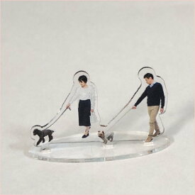 1/100　アクリルフィギュア　建築模型添景用人形　犬の散歩　【ネコポス可】