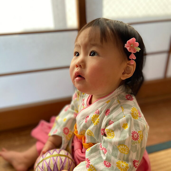 楽天市場 メール便送料無料 つまみ細工 2way ベビーヘアバンド 和風 ベビークリップ 赤ちゃん ストレッチレース リボン ヘアアクセサリー 髪飾り 桃の節句 浴衣 着物 お食い初め お宮参り 雛祭り かんざし 正絹 シルク 和小物 藤乃