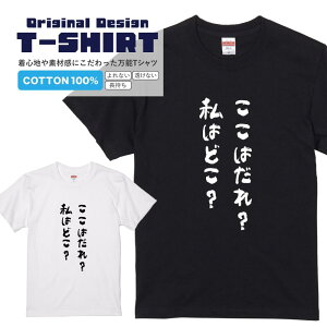 文字Tシャツ『ここは誰 私はどこ 』 黒Tシャツ 白Tシャツ 2種Tシャツ 漢字 文字 メッセージtシャツ パロディTシャツ レディース メンズ 流行語 名言 格言 語録 パロディ プレゼント ギフト