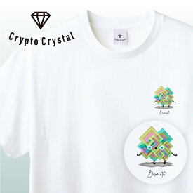 NFT CryptoCrystal クリプトクリスタル Tシャツ Bismuth ビスマス宝石 鉱石 貴石 宝石をモチーフにした可愛いキャラクター達NFT イラスト アパレル グッズ キャラクターホワイト S M L XL