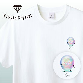 NFT CryptoCrystal クリプトクリスタル Tシャツ Opal オパール宝石 鉱石 貴石 宝石をモチーフにした可愛いキャラクター達NFT イラスト アパレル グッズ キャラクターホワイト S M L XL