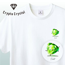 NFT CryptoCrystal クリプトクリスタル Tシャツ Peridot ペリドット宝石 鉱石 貴石 宝石をモチーフにした可愛いキャラクター達NFT イラスト アパレル グッズ キャラクターホワイト S M L XL