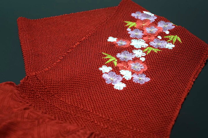楽天市場】【振袖用帯揚げ】刺繍入り・正絹総絞り帯揚げ「桜と梅（赤 