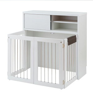 ペットサークル 幅90.5cm ペットケージ 折りたたみ式 天然木桐 日本製 家具一体型 すむぺっと 省スペース 引戸付 収納付 室内犬用 完成品 NO-0139/NO-0143-NS