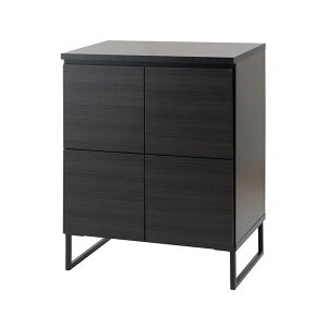 キャビネット スクエアキャビネット 扉タイプ 幅71cm スタイリッシュブラック 木製リビングボード ラック ST-0001-NS