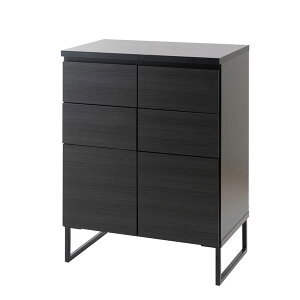 キャビネット スクエアキャビネット 引出しタイプ 幅71cm スタイリッシュブラック 木製リビングボード ラック ST-0003-NS