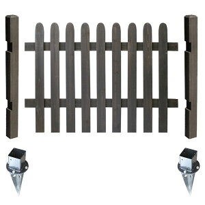 ピケットフェンス 木製フェンス 幅120cm ストレート 基本セット 土中用 埋込用 天然木 SFPS1200F-UB