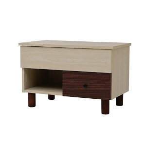 リビングテーブル リフトアップテーブル 幅65cm 昇降式台 引き出し 収納家具 ツートンボックス FMB-0006-JK