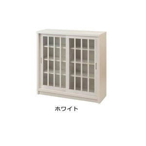 日本製 完成品 和モダンカウンター ガラス扉 キャビネット 幅90.5cm 格子の引き戸式カウンター収納 Tatis タティス AK-0004/AK-0009-NS