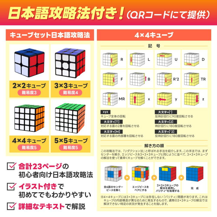 楽天市場】マジックキューブ 4点セット 【日本語説明書付き（QRコード 