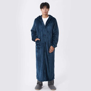 WAYSHOME 着る毛布 ルームウェア かいまき 事がしやすい袖リブ あったか 超軽量 男女兼用 フード付き ボタンタイプ ポケット付き リブ袖 ふわふわ 吸湿発熱 着るブランケット 部屋着 パジャマ
