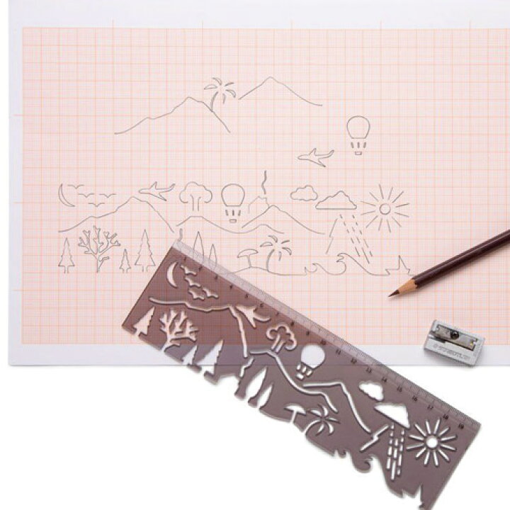 楽天市場 メール便 おもしろ 文房具 定規 イラスト なぞる ランドスケープ ルーラー Monkey Business モンキービジネス Landscape Ruler おもしろ雑貨 おもしろ文具 Wakuwaku Wakuwaku
