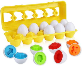 モンテッソーリ おもちゃ 教具 知育玩具 マッチング卵 Bacolos 形合わせ はめ込みパズル 12個 幼児おもちゃ 6カラー 12形状 図形 6歳以上対象