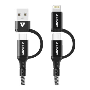 �y1�{4���ō��R�X�p�������z 4in1 �[�d�P�[�u�� �^�C�vc iPhone �A���h���C�h 3in1 �@�\���� 20cm �}���[�d Type A c to c ���C�g�j���O USB C �ϊ��R�l�N�^ �}���` type-c �P�[�u�� �ő�PD60W�o�� SUPERV ����