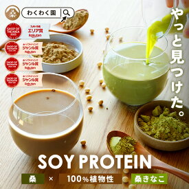 【クーポンで2,052円】( 女性用 ソイプロテイン 選べる 各300g ) ［ 桑 きなこ or 桑 カカオ ］ わくわく園 送料無料 100%植物性 桑の葉 有機桑葉 置き換え プロテイン 植物性 大豆 きな粉 黒糖 てんさい糖 カカオ タンパク質 国内生産 天然甘味料 人工甘味料不使用