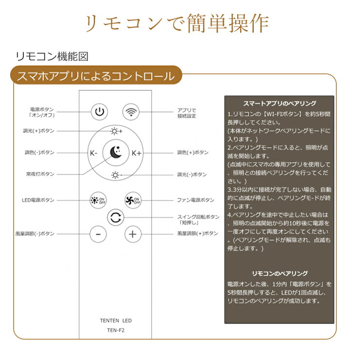 楽天市場】【2025新発売】LED シーリングファンライト リモコン 調光調 