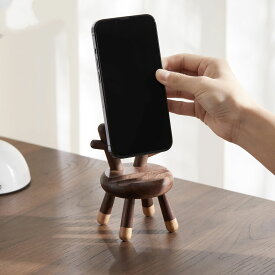 木製携帯スタンド 木製モバイルタンド 胡桃の木 鹿の角 かわいい おしゃれ 卓上スタンド 室内雑貨 小物