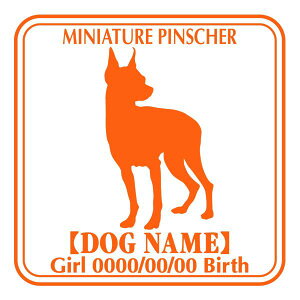 ミニチュアピンシャー ステッカー Eパターン グッズ 名前 シール デカール シルエット車 自動車 カッコイイ カッコいい ミニピン オリジナル くるま car カー シール デカール 犬 いぬ イヌ シ