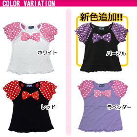 【ベビー】★人気の水玉シリーズ♪新バージョン★≪ベビー用水玉パフ半袖Tシャツリボン付≫【80cm】【90cm】【95cm】