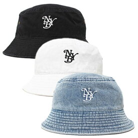 ニューヨークバースト NEW YORK BURST OG刺繍 ロゴ バケットハット メンズ ブラック/ホワイト/ウォッシュ・インディゴ OG. BUCKET HAT -3.COLOR-