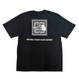 THE NORTH FACE ザ ノースフェイス TNF Tシャツ トップス 半袖 ロゴ ペイズリー ストリート S/S BANDANA SQUARE LOGO TEE -BLACK-