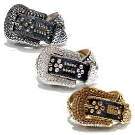 b.b.simon ビービーサイモン 32-34インチ ブラック 黒 ゴールド 金 シルバー 銀 ベルト スタッズ ラインストーン シルバー LAVASAN -3.COLOR-