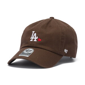 47 MLB���F �x�[�X�{�[���L���b�v �X�q ���T���[���X�E�h�W���[�X LA �N���[���i�b�v �n�[�g �t���[�T�C�Y DODGERS MINI HEART CLEAN UP -BROWN-