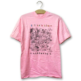 Hanes（ヘインズ）80年代 プリントTシャツ メンズ ピンク beach time,Tシャツ,86年,デッドストック,アメリカ,USA,イラスト,レア,希少