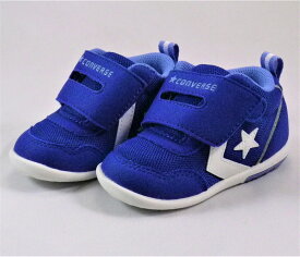 CONVERSE ミニRS2ブルー/ホワイト 37300830 ベビー靴 子供靴 マジックタイプ ファーストシューズ ルーミーラスト フレックスポイント オープンタン カップインソール ビックタブ 　ワンベルト　MIDカットタイプ　インファント向けロードスター