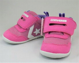 【CONVERSE】ミニRS2ピンク/ライラック ベビー靴 子供靴 マジックタイプ ファーストシューズ ルーミーラスト フレックスポイント オープンタン カップインソール ビックタブ コンバースベビー シンプルカラー 赤ちゃん靴　赤ちゃんシューズ ギフト