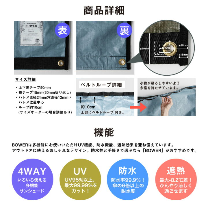 楽天市場 日よけ 雨よけ シェード レジャーシート サンシェード 日除け ベランダ Uvカット 防水 無地 日本製 雨除け 幅601 700cm 丈301 350cm オーニング サイズオーダー 青 グレー 緑 カーキ ブラック 黒 タープ バウアー Bower 幅601 700 丈301 350cm Ft Jq 壁紙