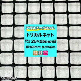 [全品ポイント10倍！25日20時～4H限定]トリカルネット プラスチックネット MS-1 黒 目合い25×25mm 100cm×50m巻 園芸 ガーデンネット 防獣ネット 防鳥ネット アニマルネット ビニールハウス 獣害防止 農業資材 防獣資材 土木 鳥よけ 網 ネット 販売 JQ