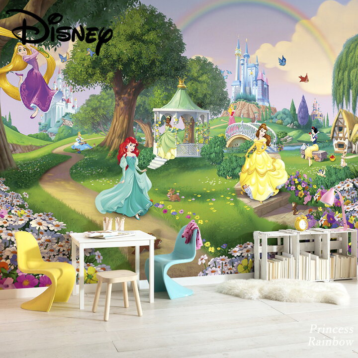 楽天市場 壁紙 輸入壁紙 海外 インポート壁紙 ディズニー Disney Disney プリンセス ベル シンデレラ ラプンツェル 白雪姫 粉のり付 紙 おしゃれ クロス ドイツ製 店舗 内装 補修 リビング トイレ 玄関 リフォーム ウォールペーパー Princess Rainbow 8 449 Csz 壁紙