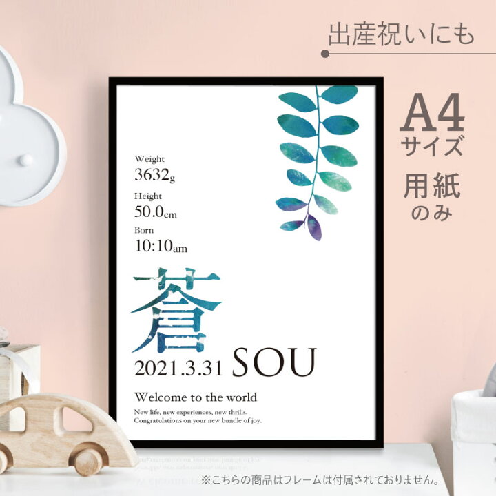 楽天市場 送料無料 おしゃれ 命名書 用紙のみ メモリアルポスター 赤ちゃん オーダー 命名紙 名入れ無料 名前 命名 出産報告 記念品 洋風 台紙 出産祝い 友人 身長 体重 英語 出産 内祝 ギフト お七夜 インテリア かわいい 名入れ 命名