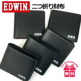 二つ折り財布 メンズ 0510599 EDWIN エドウィン ボンデッドレザー 男性 男性用 レザー 再生革 ブラック 黒 イエロー レッド ブルー グリーン プレゼント