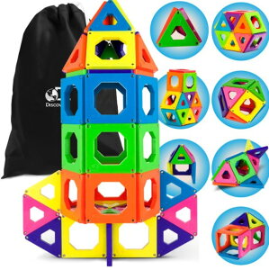 [RDY] [] Discovery Kids fBXJo[ 24s[X }Olbg^C rfBOZbg 24-Piece Magnetic Tile Building Blocks STEM [yVCOʔ]
